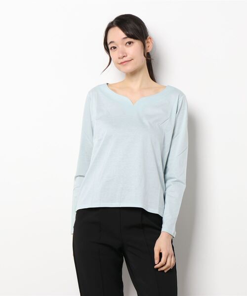 Q（キュー）の「ハートネック天竺ロンT（Tシャツ/カットソー・レディース・ブラック/ライトグリーン/ホワイト・MEDIUM）」の6枚目の写真