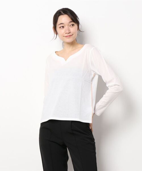 Q（キュー）の「ハートネック天竺ロンT（Tシャツ/カットソー・レディース・ブラック/ライトグリーン/ホワイト・MEDIUM）」の7枚目の写真