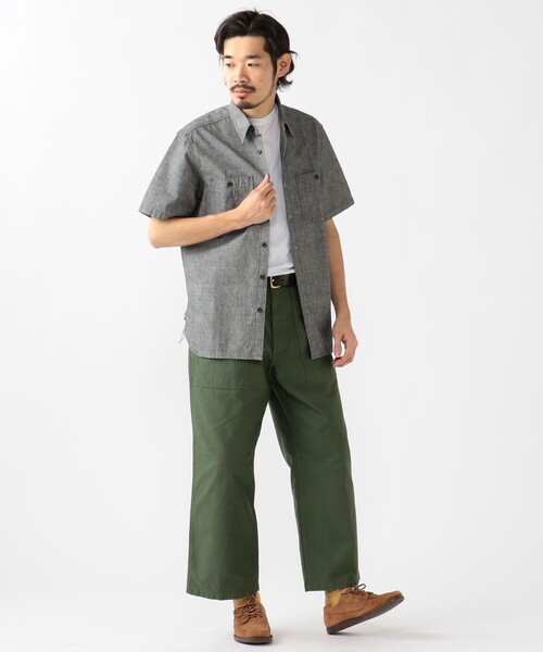 BEAMS PLUS(ビームスプラス)の「BEAMS PLUS / インディゴ シャンブレー ショートスリーブ ワーク シャツ(シャツ/ブラウス・メンズ・インディゴブルー/ブラック・M/L/S/XL)」の16枚目の写真