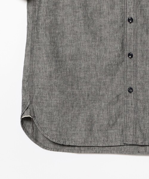 BEAMS PLUS(ビームスプラス)の「BEAMS PLUS / インディゴ シャンブレー ショートスリーブ ワーク シャツ(シャツ/ブラウス・メンズ・インディゴブルー/ブラック・M/L/S/XL)」の8枚目の写真