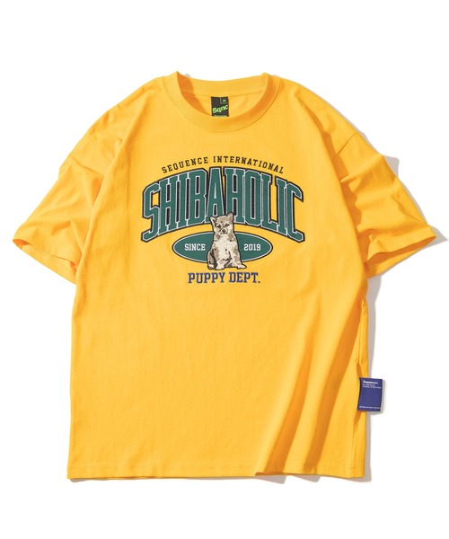 SlashDate（スラッシュデイト）の「SHIBAHOLIC EMB COLLEGE TEE /柴犬カレッジロゴワッペンTシャツ/ビッグシルエット（Tシャツ/カットソー・レディース・ホワイト/ブラック/イエロー/グリーン・S/M/L）」の20枚目の写真