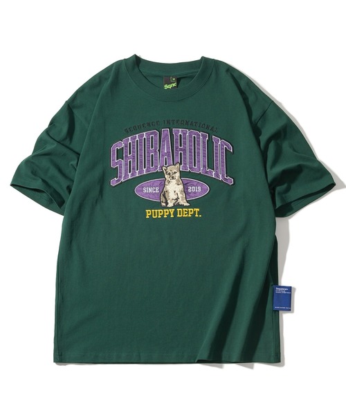 SlashDate（スラッシュデイト）の「SHIBAHOLIC EMB COLLEGE TEE /柴犬カレッジロゴワッペンTシャツ/ビッグシルエット（Tシャツ/カットソー・レディース・ホワイト/ブラック/イエロー/グリーン・S/M/L）」の19枚目の写真
