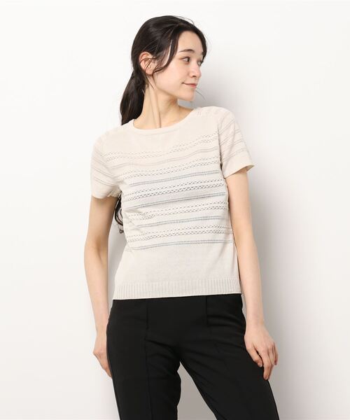 HANAE MORI（ハナエモリ）の「【HANAE MORI】コルニーチェニット プルオーバー（ニット/セーター・レディース・ベージュ/ブルー/グリーン/テラコッタ・38）」の3枚目の写真