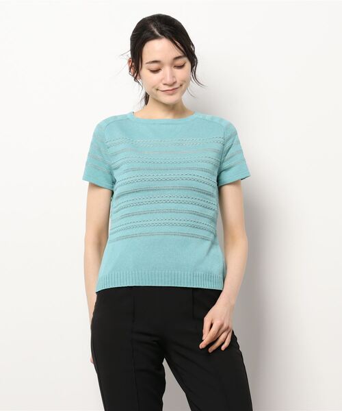 HANAE MORI（ハナエモリ）の「【HANAE MORI】コルニーチェニット プルオーバー（ニット/セーター・レディース・ベージュ/ブルー/グリーン/テラコッタ・38）」の4枚目の写真