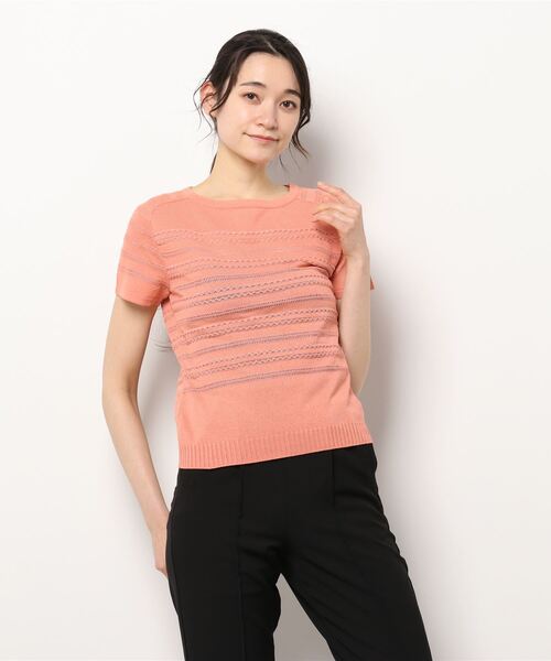 HANAE MORI（ハナエモリ）の「【HANAE MORI】コルニーチェニット プルオーバー（ニット/セーター・レディース・ベージュ/ブルー/グリーン/テラコッタ・38）」の2枚目の写真