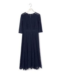 《お呼ばれドレス》縦柄スカラレースドレス