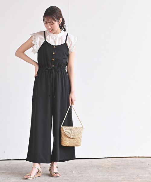 rps(アールピーエス)の「カットジョーゼットキャミオールインワン(つなぎ/オールインワン・レディース・ベージュ/ブラック・M)」の2枚目の写真