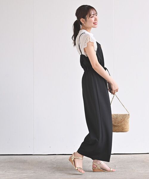 rps(アールピーエス)の「カットジョーゼットキャミオールインワン(つなぎ/オールインワン・レディース・ベージュ/ブラック・M)」の3枚目の写真