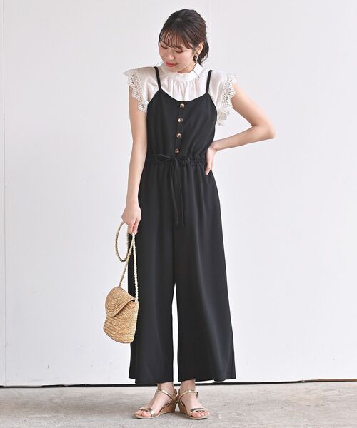 rps(アールピーエス)の「カットジョーゼットキャミオールインワン(つなぎ/オールインワン・レディース・ベージュ/ブラック・M)」の18枚目の写真