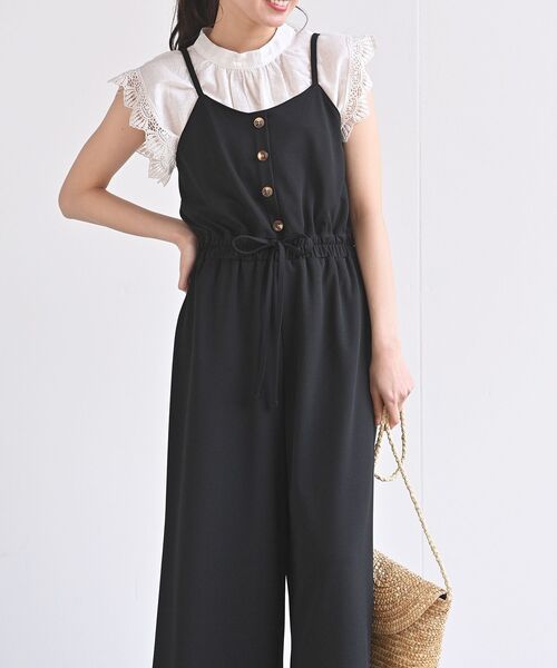 rps(アールピーエス)の「カットジョーゼットキャミオールインワン(つなぎ/オールインワン・レディース・ベージュ/ブラック・M)」の9枚目の写真