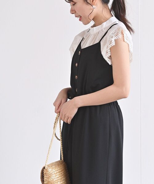 rps(アールピーエス)の「カットジョーゼットキャミオールインワン(つなぎ/オールインワン・レディース・ベージュ/ブラック・M)」の7枚目の写真