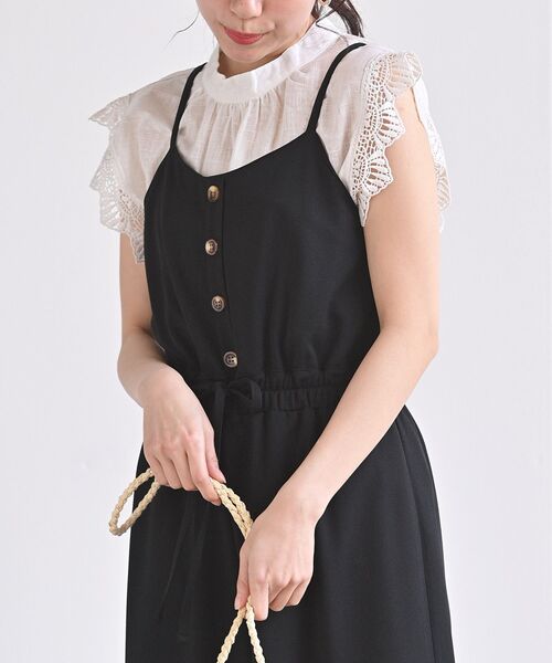 rps(アールピーエス)の「カットジョーゼットキャミオールインワン(つなぎ/オールインワン・レディース・ベージュ/ブラック・M)」の4枚目の写真