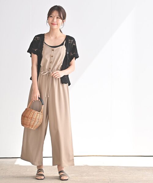 rps(アールピーエス)の「カットジョーゼットキャミオールインワン(つなぎ/オールインワン・レディース・ベージュ/ブラック・M)」の16枚目の写真