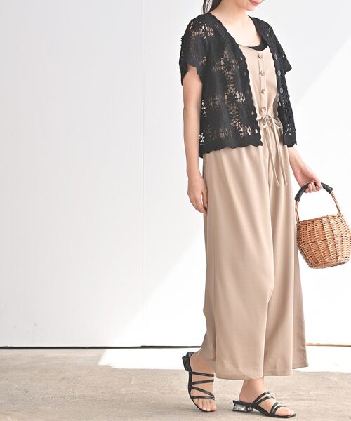 rps(アールピーエス)の「カットジョーゼットキャミオールインワン(つなぎ/オールインワン・レディース・ベージュ/ブラック・M)」の8枚目の写真