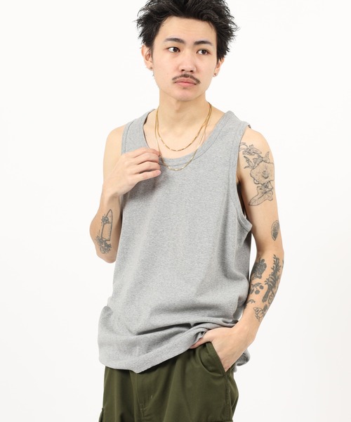 JEMORGAN（ジェーイーモーガン）の「JEMORGAN ワッフル/フライス タンクトップ (パック入り)（タンクトップ・メンズ・ホワイト/ナチュラル/ブラック/杢グレー/カーキ/ネイビー/オフホワイト/チャコール/ブラック系その他/グレー系その他・M/L/XL/S）」の6枚目の写真