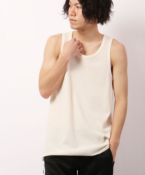 JEMORGAN（ジェーイーモーガン）の「JEMORGAN ワッフル/フライス タンクトップ (パック入り)（タンクトップ・メンズ・ホワイト/ナチュラル/ブラック/杢グレー/カーキ/ネイビー/オフホワイト/チャコール/ブラック系その他/グレー系その他・M/L/XL/S）」の19枚目の写真