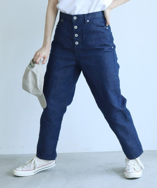 PAR ICI（パーリッシィ）の「ブラック/コットンリネン ボタンフライ