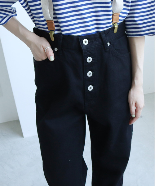 PAR ICI（パーリッシィ）の「ブラック/コットンリネン ボタンフライ