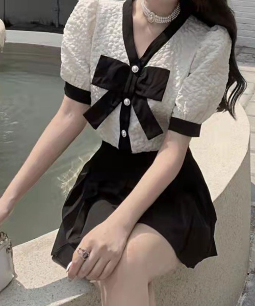 Twinkle;pm(トゥインクルピーエム)の「バイカラーリボン付ブラウス(シャツ/ブラウス・レディース・オフホワイト・FREE)」の5枚目の写真