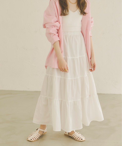 Ambre Neige(アンブルネージュ)の「ティアードマキシスカート/【WEB/EC限定商品】(スカート・レディース・ブラック/オフホワイト/モカ・FREE)」の5枚目の写真