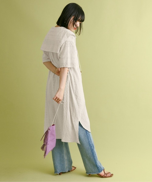 Eimee Law（エイミーロウ）の「カットレース セーラーカラードレス