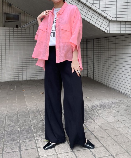 マイカアンドディール　TRIBECCAロゴサイドスリットT-shirts 美品 MICA&DEAL】TRIBECCAプリントTEE【Made in japan】 - Carry On