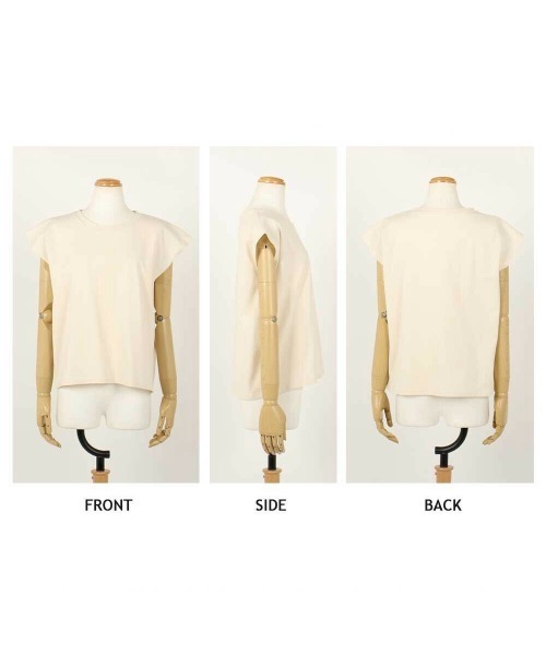 TRIANGLE PALETTE(トライアングルパレット)の「フレンチスリーブトップス(USAコットン.コットン100%,綿100%)(Tシャツ/カットソー・レディース・チャコールグレー/ベージュ/ブラウン/アイボリー/キャメル/プラム/ブルー・FREE)」の22枚目の写真