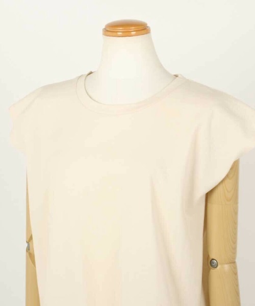 TRIANGLE PALETTE(トライアングルパレット)の「フレンチスリーブトップス(USAコットン.コットン100%,綿100%)(Tシャツ/カットソー・レディース・チャコールグレー/ベージュ/ブラウン/アイボリー/キャメル/プラム/ブルー・FREE)」の20枚目の写真