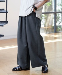ナチュラルシャンブレーメランジファブリック ワイドストレートパンツ