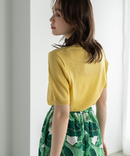 Edit Sheen（エディットシーン）の「半袖カラーニット（ニット/セーター・レディース・ブラック/アイボリー/グリーン/ピンク/イエロー・M）」の7枚目の写真