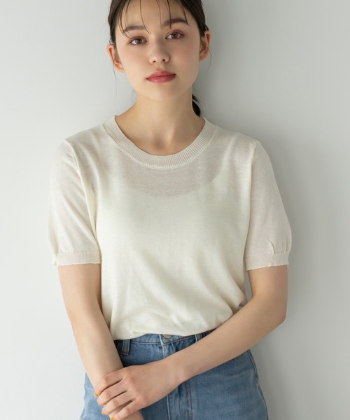 Edit Sheen（エディットシーン）の「半袖カラーニット（ニット/セーター・レディース・ブラック/アイボリー/グリーン/ピンク/イエロー・M）」の14枚目の写真