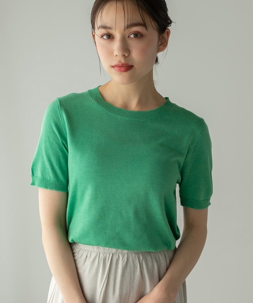 Edit Sheen（エディットシーン）の「半袖カラーニット（ニット/セーター・レディース・ブラック/アイボリー/グリーン/ピンク/イエロー・M）」の17枚目の写真