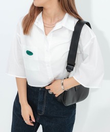 ワッペンストライプ半袖ショートシャツ