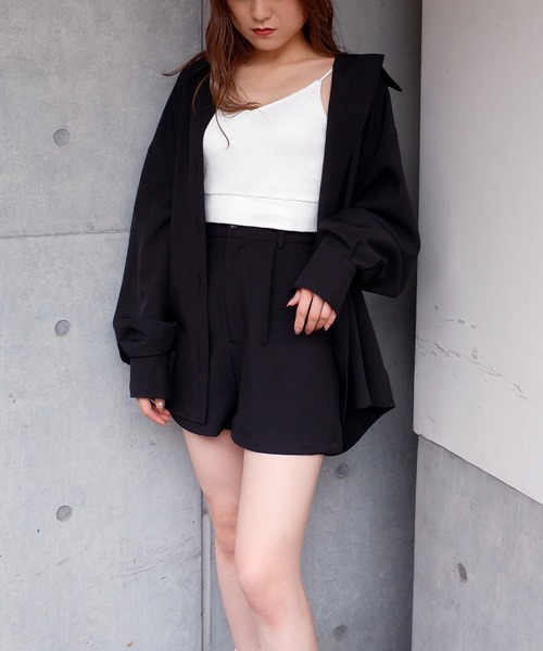 SPIRALGIRL（スパイラルガール）の「メランジハイウエストショートパンツ（その他パンツ・レディース・ブラック/ブラウン・FREE）」の4枚目の写真