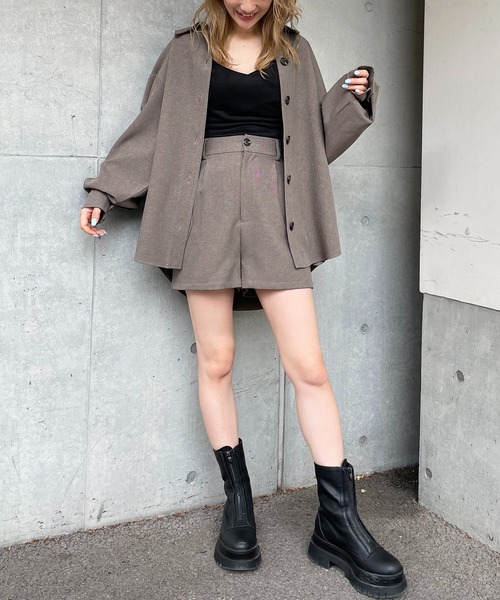 SPIRALGIRL（スパイラルガール）の「メランジハイウエストショートパンツ（その他パンツ・レディース・ブラック/ブラウン・FREE）」の7枚目の写真