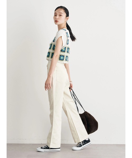 earth music&ecology(アースミュージックアンドエコロジー)の「スクエアクロシェビスチェ(ベスト・レディース・アイボリー/ダークブラウン・FREE)」の8枚目の写真