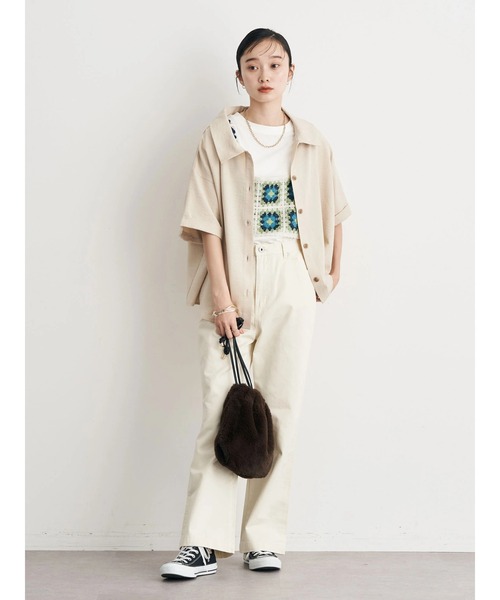 earth music&ecology(アースミュージックアンドエコロジー)の「スクエアクロシェビスチェ(ベスト・レディース・アイボリー/ダークブラウン・FREE)」の9枚目の写真