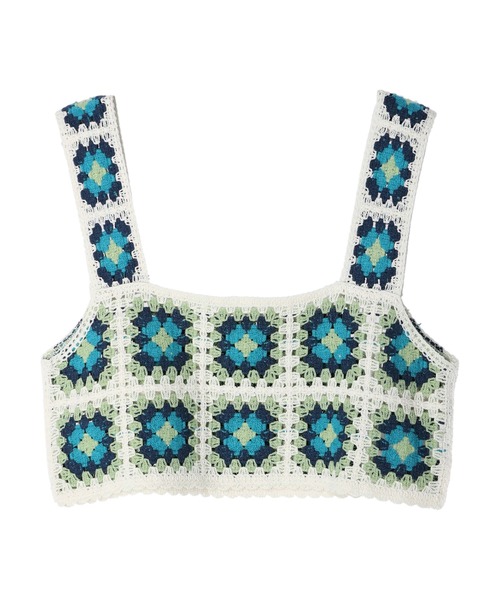 earth music&ecology(アースミュージックアンドエコロジー)の「スクエアクロシェビスチェ(ベスト・レディース・アイボリー/ダークブラウン・FREE)」の12枚目の写真