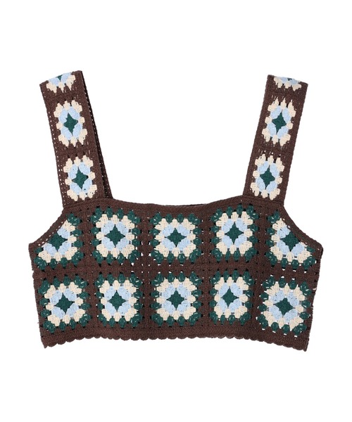 earth music&ecology(アースミュージックアンドエコロジー)の「スクエアクロシェビスチェ(ベスト・レディース・アイボリー/ダークブラウン・FREE)」の20枚目の写真