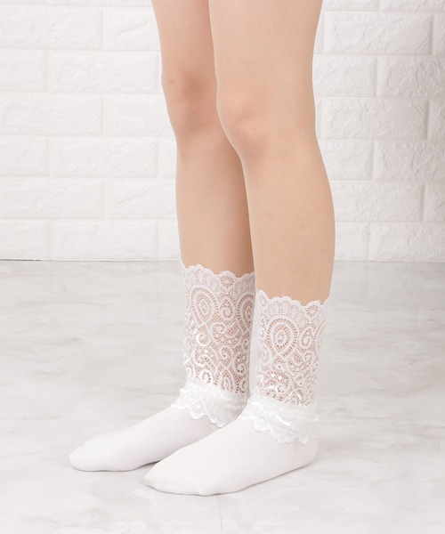 Lace Ladies(レースレディース)の「【3足組】 ケミカルレースソックスセット(ソックス/靴下・レディース・ホワイト/ブラック・FREE)」の6枚目の写真