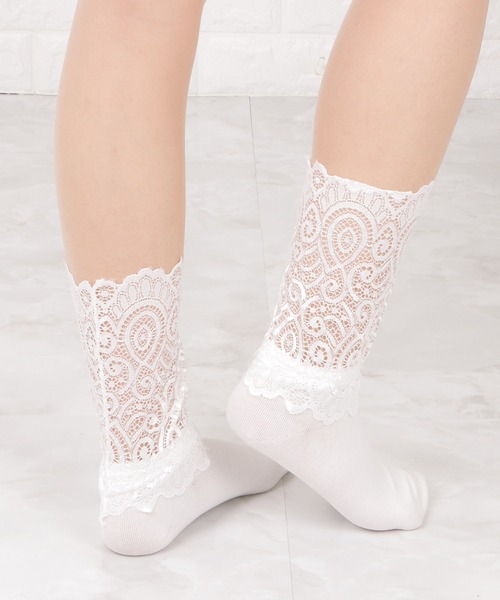 Lace Ladies(レースレディース)の「【3足組】 ケミカルレースソックスセット(ソックス/靴下・レディース・ホワイト/ブラック・FREE)」の8枚目の写真
