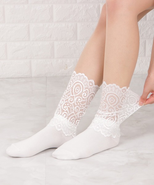 Lace Ladies(レースレディース)の「【3足組】 ケミカルレースソックスセット(ソックス/靴下・レディース・ホワイト/ブラック・FREE)」の10枚目の写真