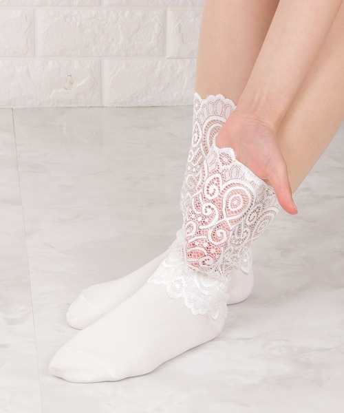 Lace Ladies(レースレディース)の「【3足組】 ケミカルレースソックスセット(ソックス/靴下・レディース・ホワイト/ブラック・FREE)」の11枚目の写真