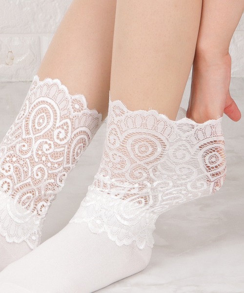 Lace Ladies(レースレディース)の「【3足組】 ケミカルレースソックスセット(ソックス/靴下・レディース・ホワイト/ブラック・FREE)」の12枚目の写真