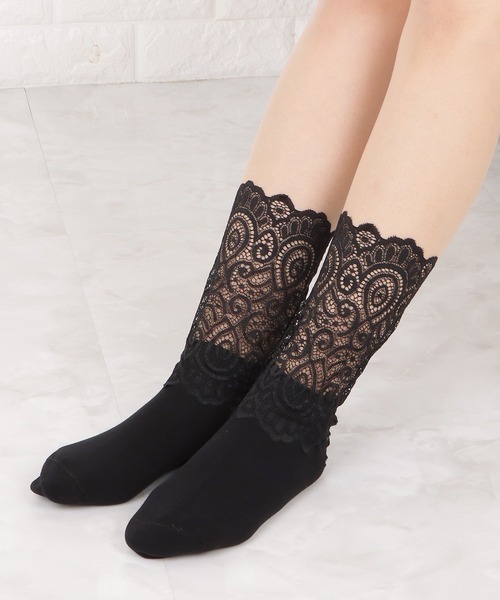 Lace Ladies(レースレディース)の「【3足組】 ケミカルレースソックスセット(ソックス/靴下・レディース・ホワイト/ブラック・FREE)」の13枚目の写真