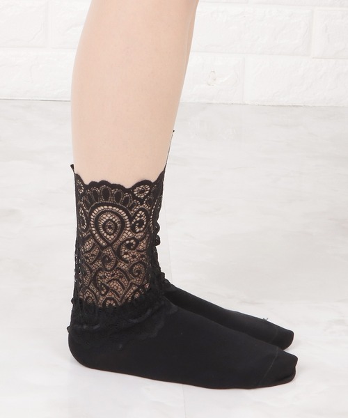 Lace Ladies(レースレディース)の「【3足組】 ケミカルレースソックスセット(ソックス/靴下・レディース・ホワイト/ブラック・FREE)」の16枚目の写真