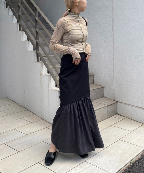 CAPRICIEUX LE'MAGE(カプリシューレマージュ)の「マーブルメッシュプルオーバー(Tシャツ/カットソー・レディース・カーキ/アイボリー・FREE)」の8枚目の写真