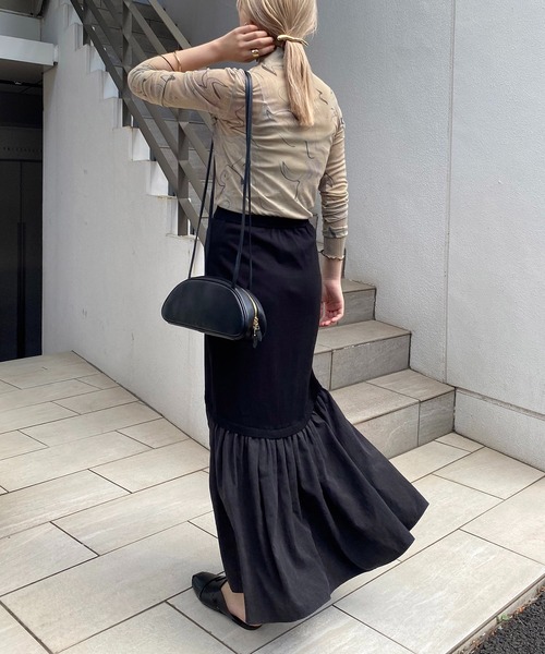 CAPRICIEUX LE'MAGE(カプリシューレマージュ)の「マーブルメッシュプルオーバー(Tシャツ/カットソー・レディース・カーキ/アイボリー・FREE)」の9枚目の写真