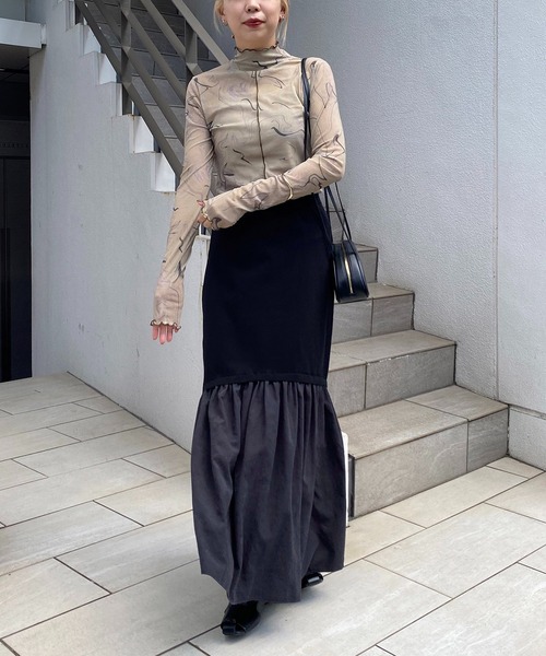 CAPRICIEUX LE'MAGE(カプリシューレマージュ)の「マーブルメッシュプルオーバー(Tシャツ/カットソー・レディース・カーキ/アイボリー・FREE)」の11枚目の写真