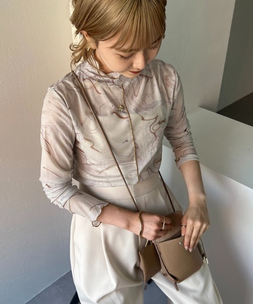 CAPRICIEUX LE'MAGE(カプリシューレマージュ)の「マーブルメッシュプルオーバー(Tシャツ/カットソー・レディース・カーキ/アイボリー・FREE)」の13枚目の写真